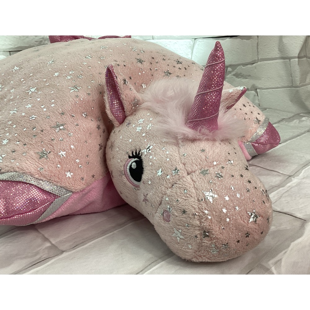 Pillow Pets Sparkly Pink Unicorn Stuffed Animal Plush Toy